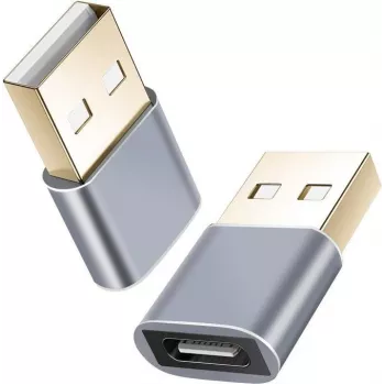 Adaptér helos 304282 USB 2.0 Type-C samica na USB 2.0 samec, tmavosivý