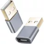 Adaptér helos 304282 USB 2.0 Type-C samica na USB 2.0 samec, tmavosivý