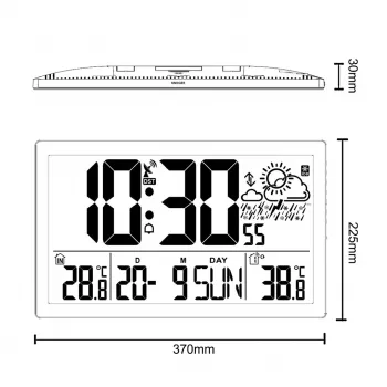 Nástenné hodiny GreenBlue GB218 — extra veľký LCD, meteorologická stanica, vnútorné/vonkajšie teploty, zobrazenie dátumu
