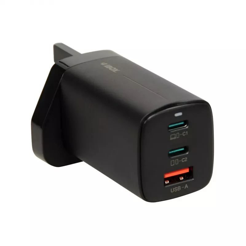 iBOX C-65 čierny, univerzálna GaN 65 W nabíjačka s UK konektorom
