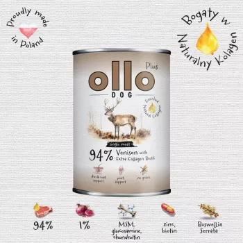 Ollo Plus kolagén jelenie 400g konzerva pre psov