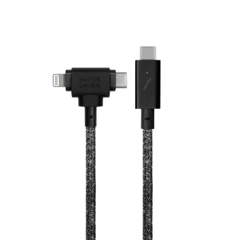 Nabíjací a dátový kábel native union Belt kábel Duo Pro USB-C na USB-C a Lightning čierny