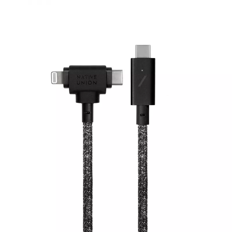Nabíjací a dátový kábel native union Belt kábel Duo Pro USB-C na USB-C a Lightning čierny