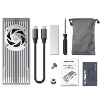 GrauGear externé puzdro M.2 NVMe s ventilátorom 20Gbit - puzdro na disk - puzdro (G-M206-20G-F)