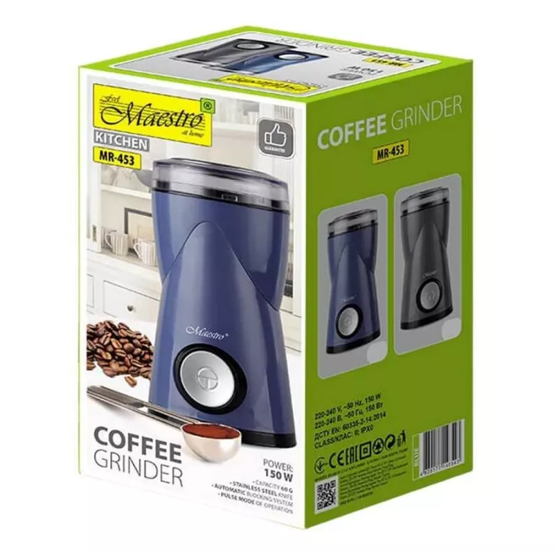 Feel-Maestro MR-453-modrá mlynček na kávu nožový 150 W