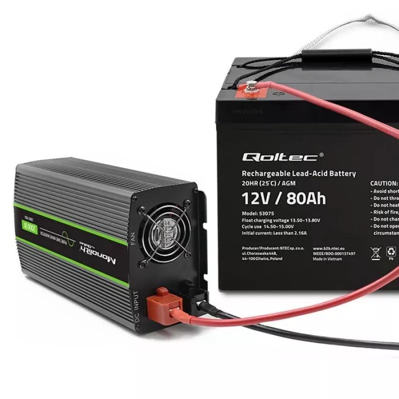Qoltec Akumulátor AGM | 12V | 80Ah | 23,5kg | Bezúdržbový | Výkonný | LongLife | pre UPS, karavan, loď, pec