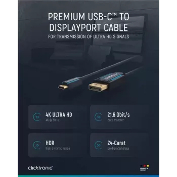 Kábel USB-C na DP. M/M. Modrý. 1,0 m – kábel – digitálny/dátový (44931)