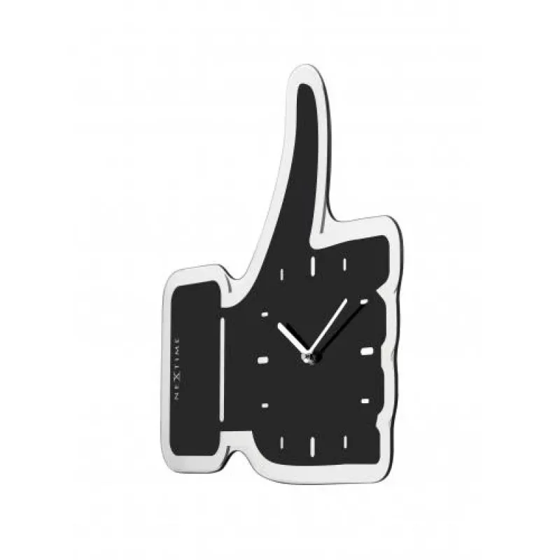 NeXtime nástenné hodiny 3072zw Thumbs up, 40,5x41 cm, nástenné, čierna/strieborná