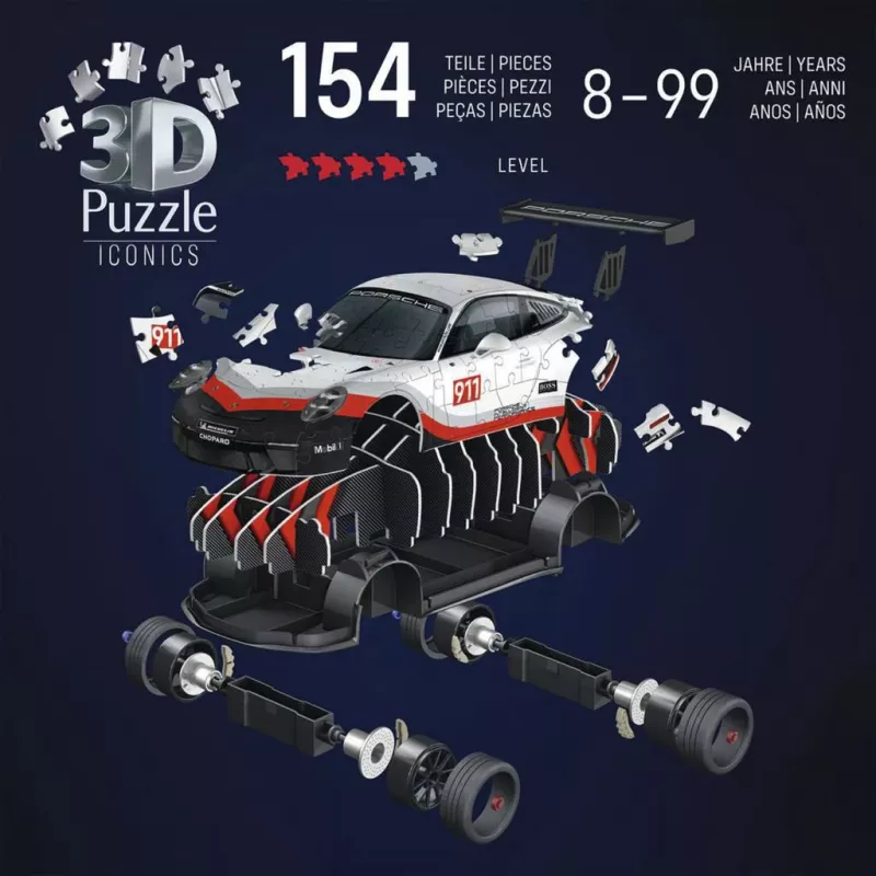 3D puzzle Ravensburger Iconics Porsche 911 GT3 Cup – modelová stavebnica