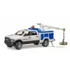 Auto Dodge RAM 2500 Service s otočným svetlom a žeriavom BRUDER 02509