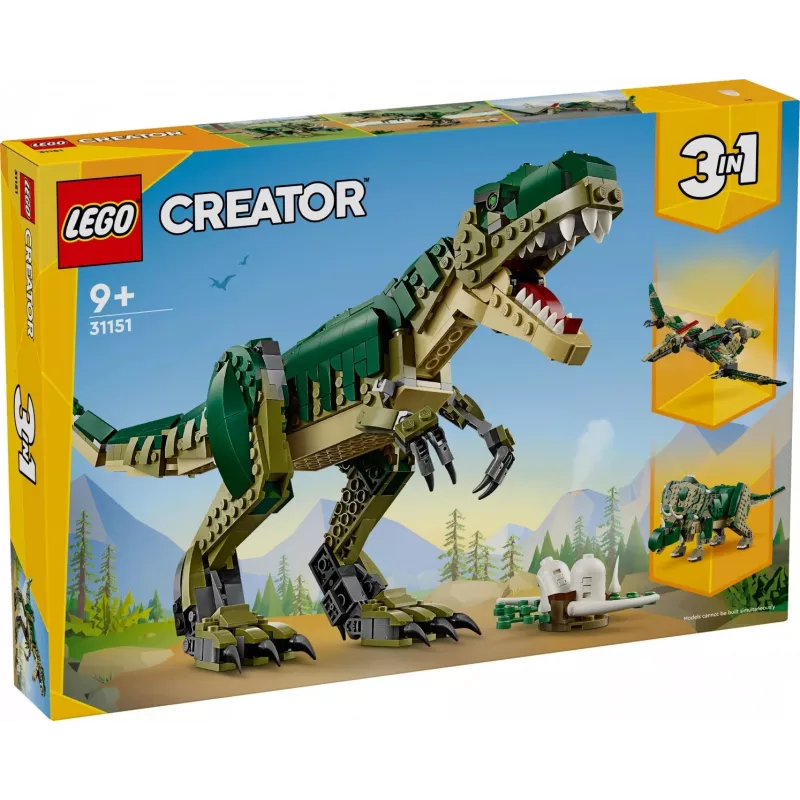 Konštrukčná hračka LEGO Creator 3-in-1 T.Rex stavebnica, 626 dielov, 150 mm výška, vek 9+