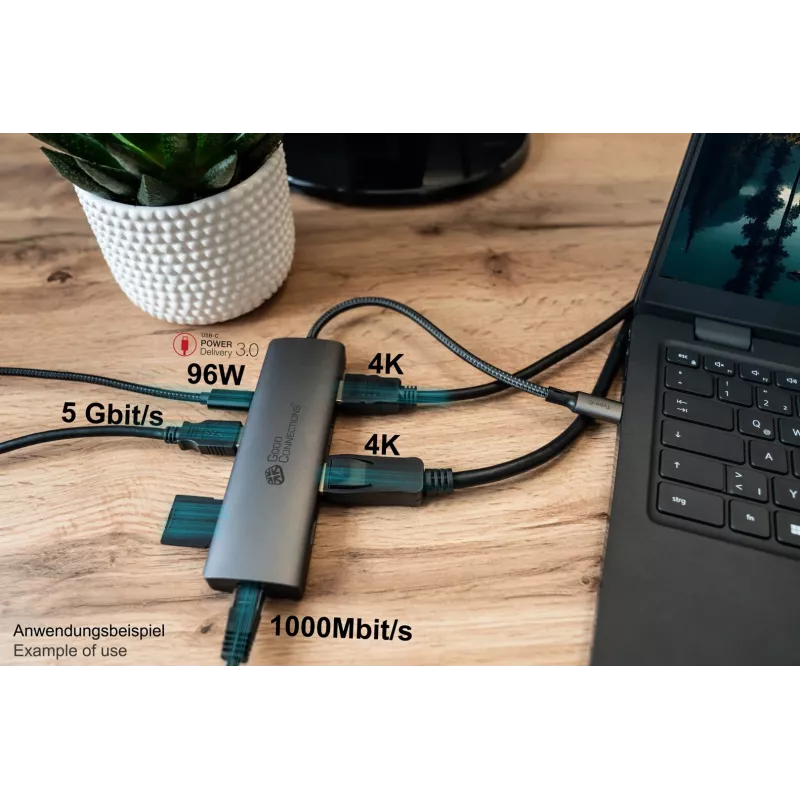 Alcasa HUB-C001A rozbočovač USB Type-C 5000 Mbit/s antracit