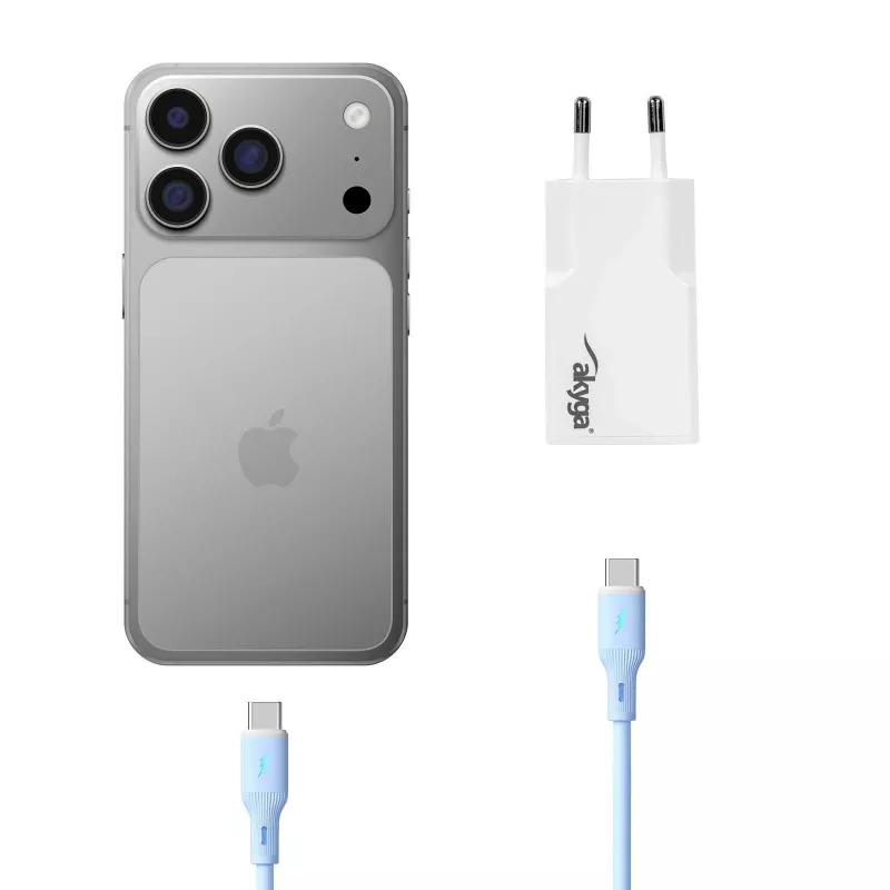Akyga AK-CH-32 plochá GaN USB-C nabíjačka 65 W, 2 x USB-C PD, biela