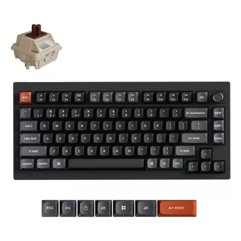 Mechanická klávesnica Keychron V1 Ultra 8K — 75 % QWERTY, Bluetooth, káblová, RGB, čierna