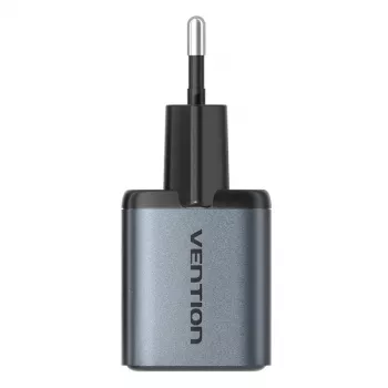 Vention FEWH0-EU 30W GaN nabíjačka — 1× USB-C, 1× USB-A, 30 W, čierna