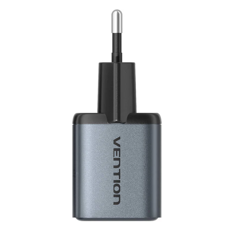 Vention FEWH0-EU 30W GaN nabíjačka — 1× USB-C, 1× USB-A, 30 W, čierna