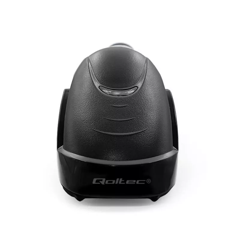 Qoltec 50853 ručná laserová čítačka čiarových kódov 1D/2D, drôtová USB, kábel 1,65 m, 97x65x167 mm, 105 g, čierna