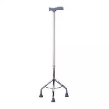 Rehabilitačná trojnohá palica MDH výškovo nastaviteľná 73–95,5 cm hliník oceľ strieborná, max. zaťaženie 100 kg