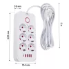 Predlžovacia zásuvková lišta MACLEAN MCE391 W — 6 zásuviek, 4×USB-A + 1×USB-C, 3 m kábel, 110–240 V, 2500 W, biela