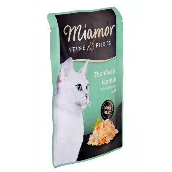Mokré krmivo pre mačky Miamor Fine Fillets v želé 100 g — ryba s mrkvou, dospelé mačky, vrecko