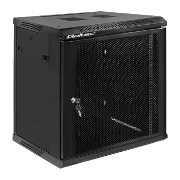 Qoltec 54488 19-palcová nástenná rack skriňa, 12U, 600 x 635 x 450 mm, perforované dvere