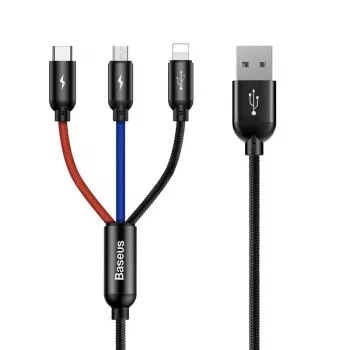 BASEUS Colorfone CAMLT-BSY01 USB kábel 1,2 m USB A 3 x USB C čierny, červený, modrý
