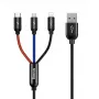 BASEUS Colorfone CAMLT-BSY01 USB kábel 1,2 m USB A 3 x USB C čierny, červený, modrý
