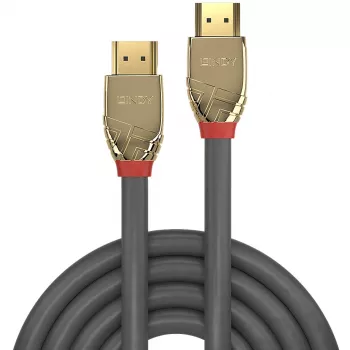 Lindy 10m štandardný HDMI kábel, Gold Line, 10 m, HDMI Type-A (štandard), HDMI Type-A (štandard), 4096 x 2160 pixelov, zlatý, sivý