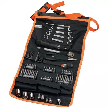 Mechanická sada s rolovacím puzdrom 76 dielov čierna oranžová
