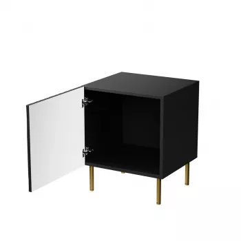 Sada nočných stolíkov 2 ks cama meble JUNGLE — 53,5×40,5×44 cm, čierna matná MDF/drevotrieska, zlaté nohy