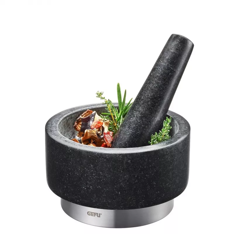 Mažiar GEFU 35300 čierny nerez žula 14 cm