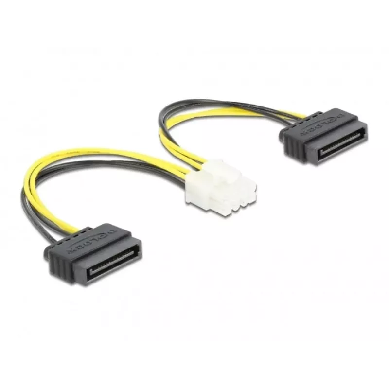 Napájací kábel DeLOCK 83020 2 x 15-pin-SATA na 8-pin-EPS 15 cm