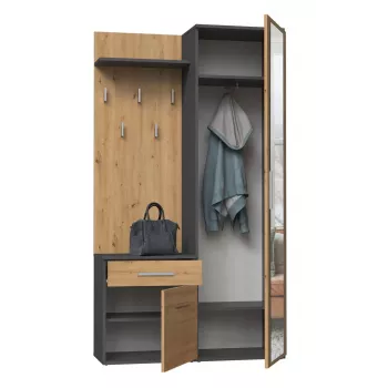 Skriňa do predsiene Top e shop GARD DUO ANT/ART KPL — 2 otočné dvere, drevotrieska, 1000×350×1800 mm