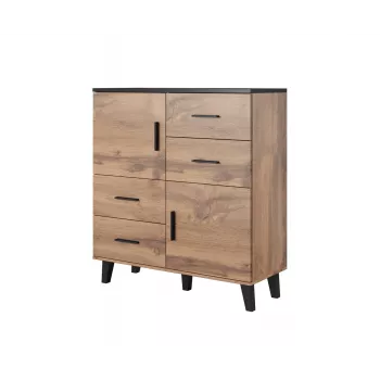Cama komoda LOTTA 110 2D4S wotan dub/matná čierna