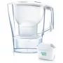Filtračná kanvica na vodu BRITA Aluna transparentná biela — 2,4 l celkom / 1,4 l filtrované, MAXTRA, umývateľná v umývačke