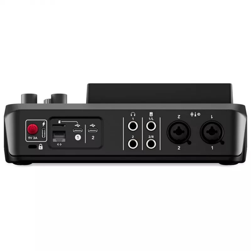 Štúdiový kontrolér RØDE Caster Duo čierny — 2 Combo XLR/TRS, 2 TRS Line výstupy, 48 kHz, 24-Bit, dotykový displej, Wi‑Fi, Bluetooth