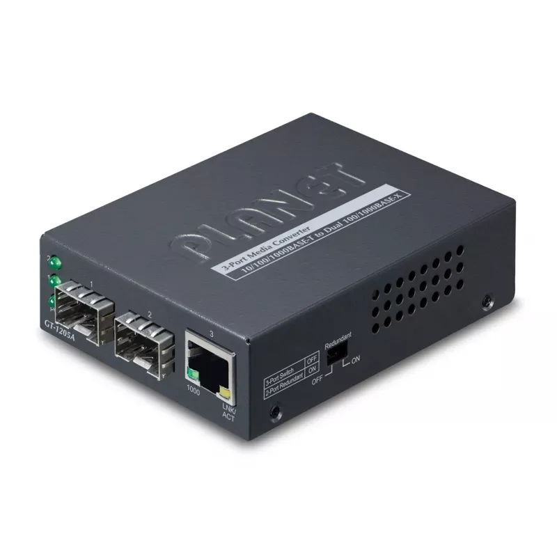 PLANET GT-1205A sieťový mediakonvertor 1000 Mbit/s čierna