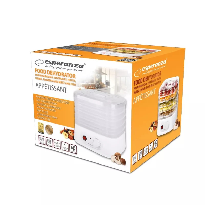 Esperanza EKD004 sušička potravín, priehľadná, biela 250 W
