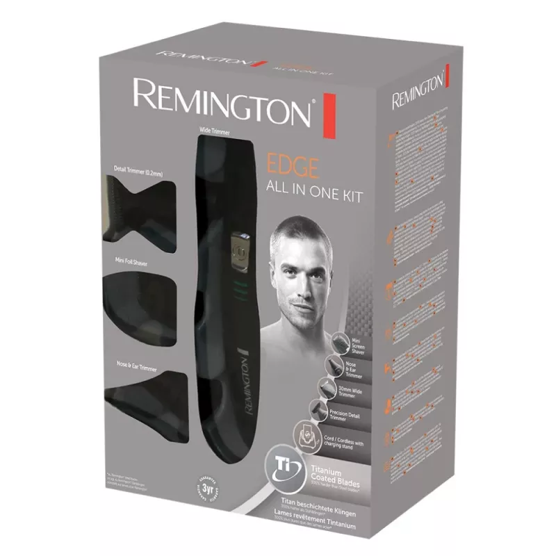 Remington PG6030 Edge sada na osobnú starostlivosť, čepele s titánovým povlakom, 7 nastavení dĺžky, batéria, na bradu/hlavu/nos/uši, čierna