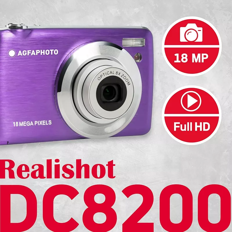 Agfa Photo DC8200 fialový + puzdro + SD karta 16 GB