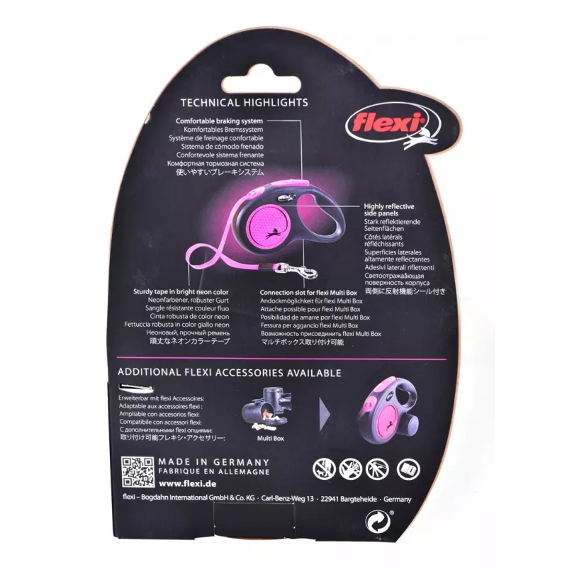 Flexi New Neon S 5 m psie automatické vodítko