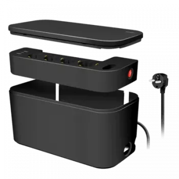 LogiLink predlžovacia zásuvka LPS282U 4 bezpečnostné zásuvky 2 USB-A 1 USB-C čierna