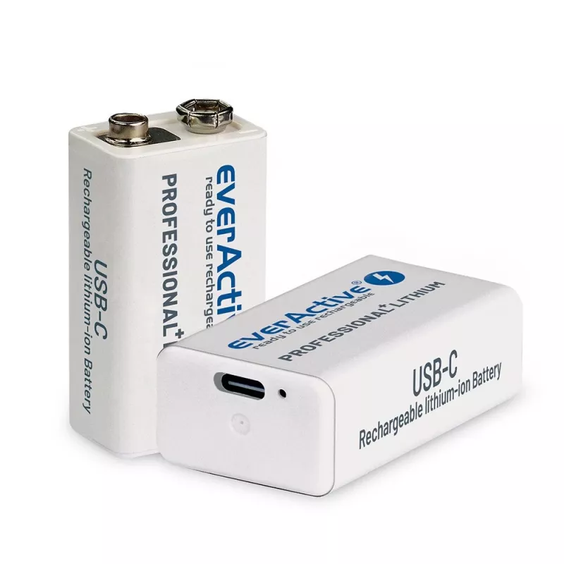Nabíjateľná batéria everActive 6F22/9V Li-ion 550 mAh s USB TYPE C