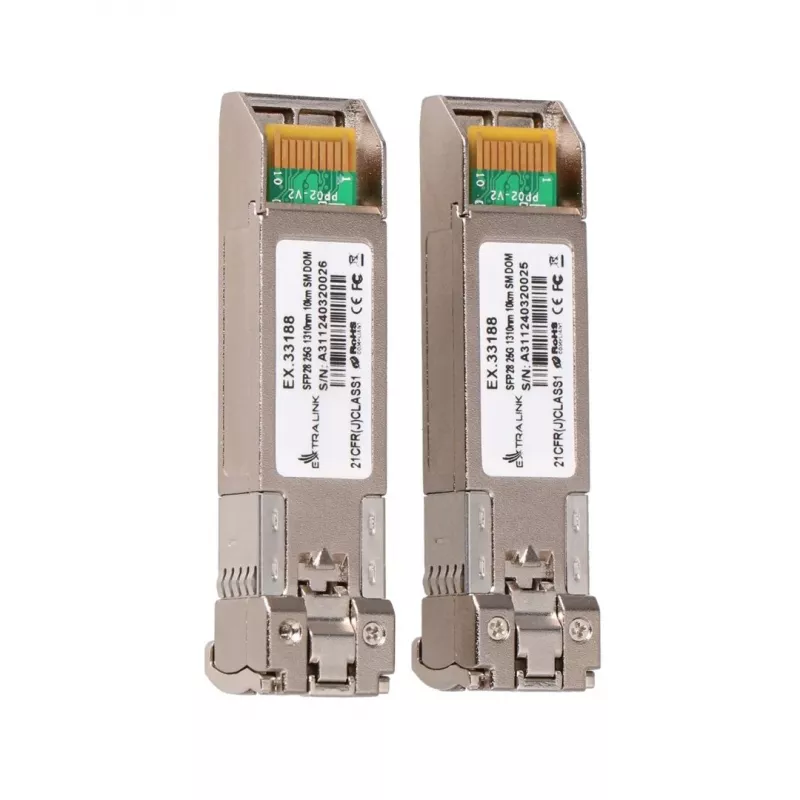 Extralink SFP28 25G 2-pack | SFP28 modul | 25Gbit/s, LC/UPC Duplex, 1310nm, 10km, Singlemode, DOM sieťový transceiver modul