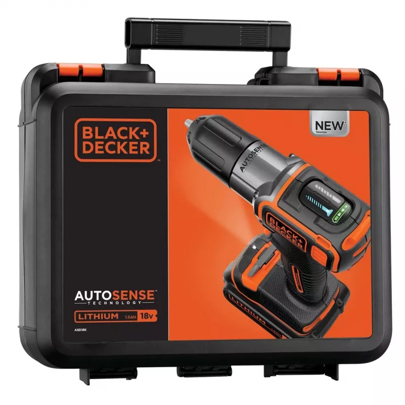 Vŕtačka Black & Decker ASD18K-QW, bez kľúča, 1,5 Ah, čierna/oranžová