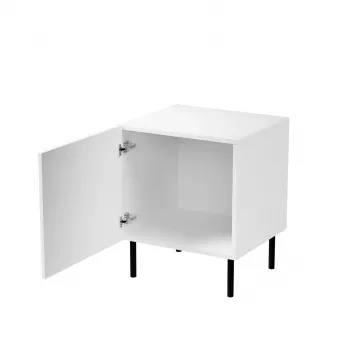 Nočný stolík Cama Meble JUNGLE 53,5×40,5×44 cm biela matná, MDF a drevotrieska, čierne nohy, sada 2 ks