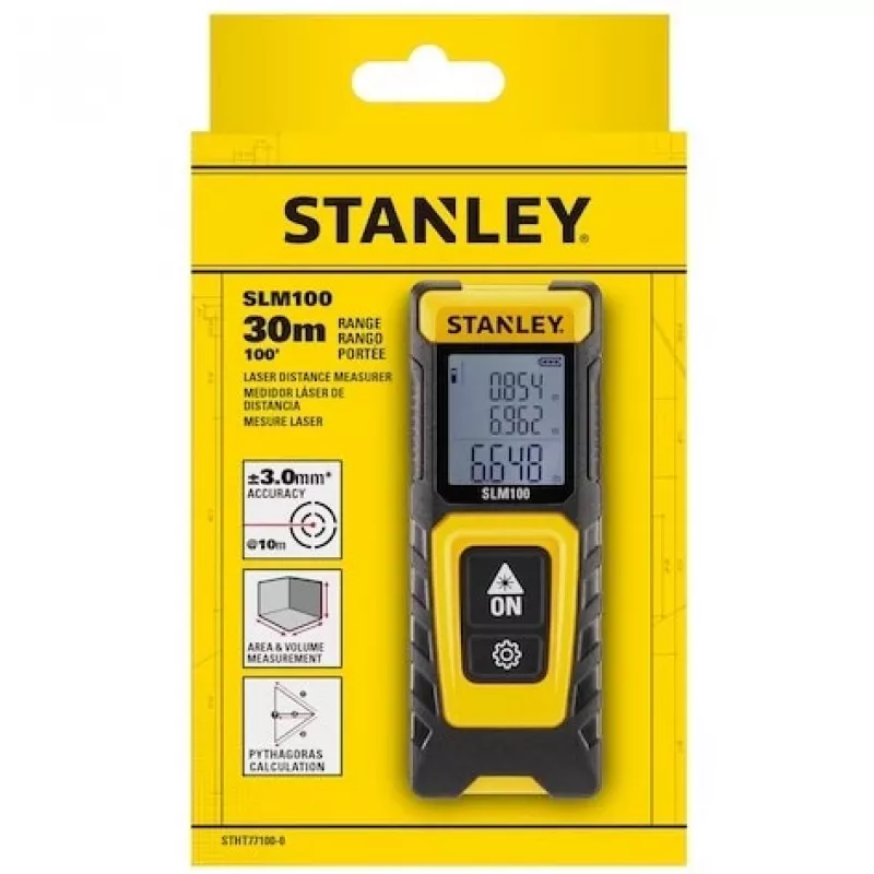 Diaľkomer STANLEY SLM100 — laserový dosah 30 m, kompaktný ručný merací prístroj
