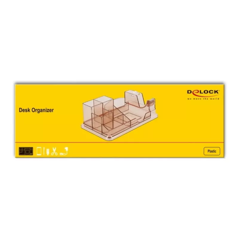 Organizér na stôl DeLOCK 18341 priehľadný hnedý plast 145x250x85mm