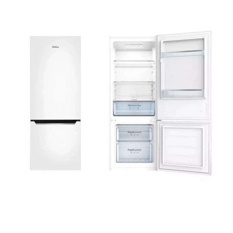 Amica FK244.4(E) voľne stojaca chladnička s mrazničkou, mraznička dole, chladnička 153 l, mraznička 52 l, FrostControl, energetická trieda E