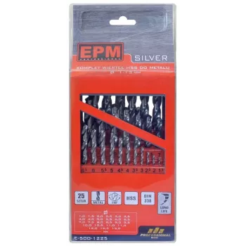 Sada HSS vrtákov OEM E-500-1225, 25 kusov, veľkosti 1–13 mm